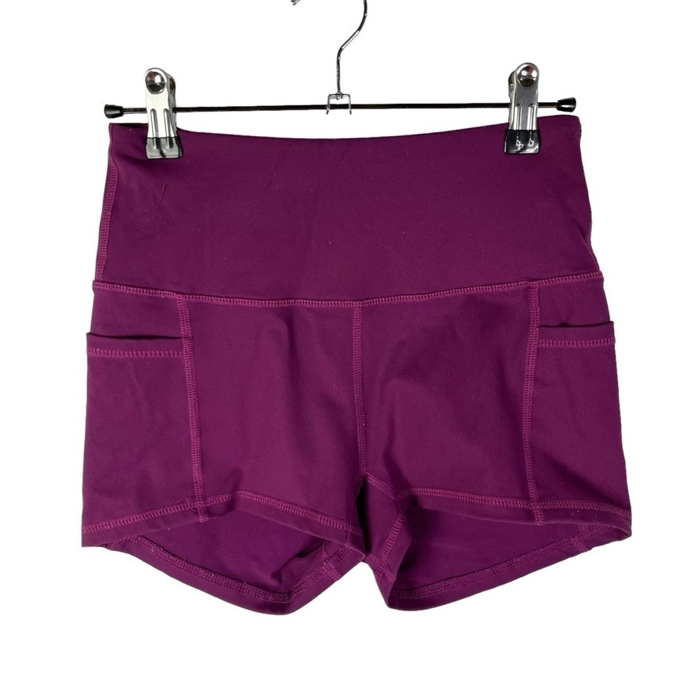 Boutique Purple Side Pocket Compression Fit Athletic Shorts S
